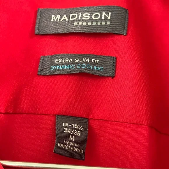 Madison Men's Red Dynamic Cooling Dress Shirt Extra Slim - Picture 2 of 5